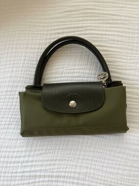 Longchamp Small Top Handle Olive Green Le Pliage